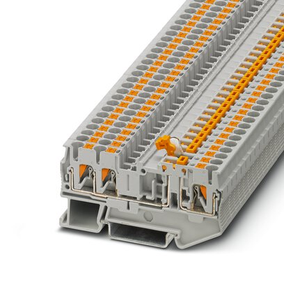 Phoenix Contact Knife Disconnect - Multi-Conductor Terminal Block; PT 2.5-TWIN-MT; 20A; 300V; 1-Level; #26 - #12; Push-In Connection; Gray